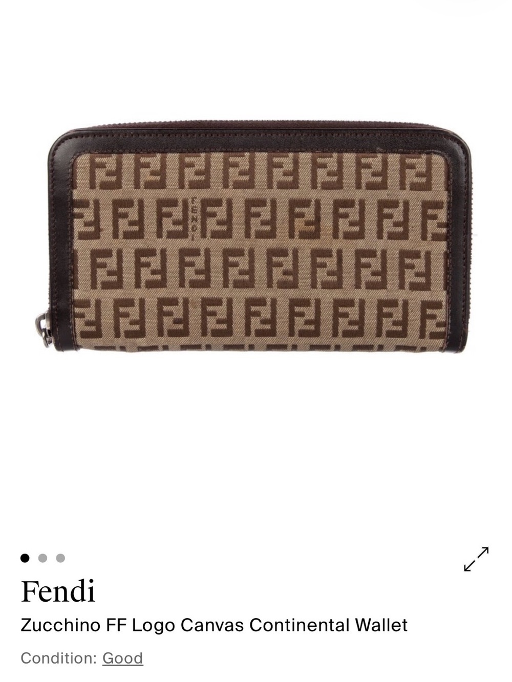 Fendi Brown Monogram Zucchino Canvas Zip Wallet